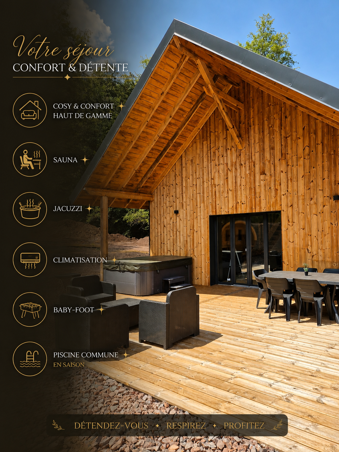 Chalet ELI5 avec sauna, jacuzzi, climatisation et baby-foot
